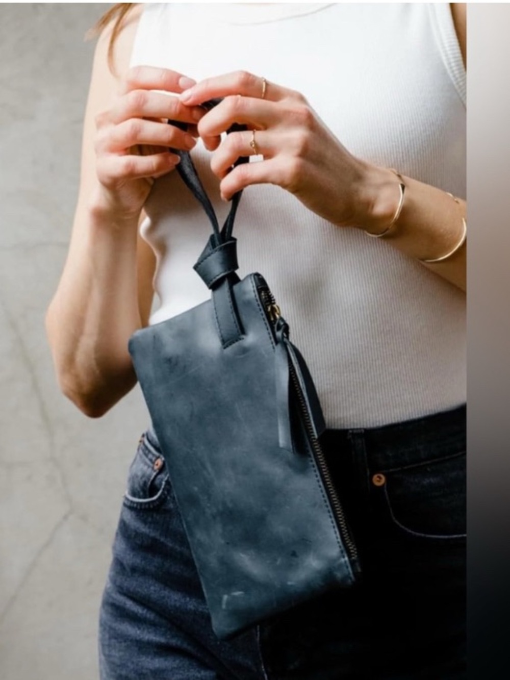 ABLE Rachel Wristlet Black Leather Bag